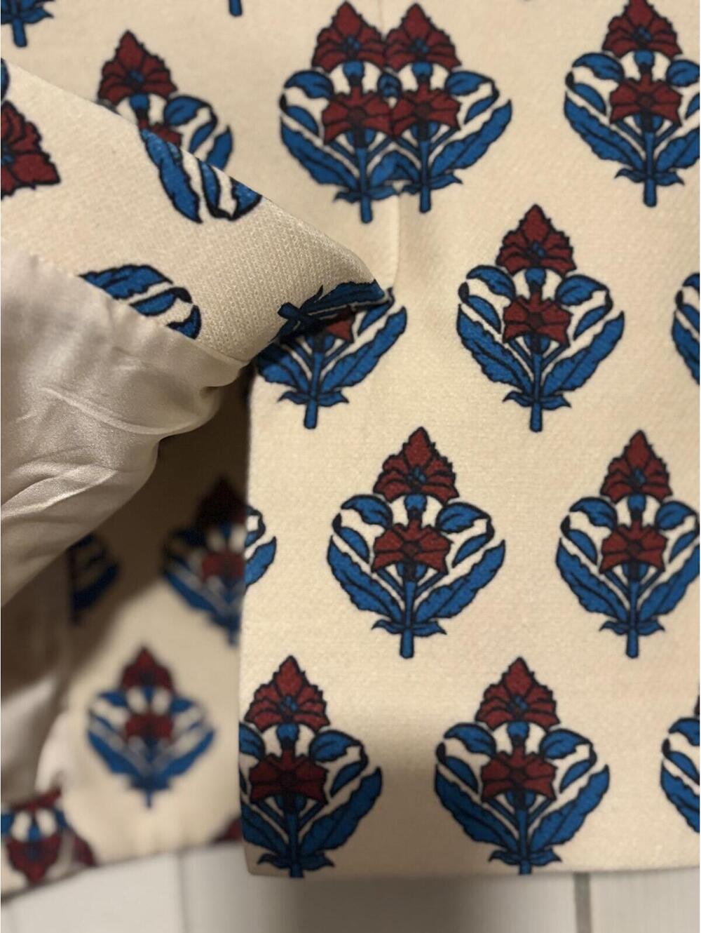 Tory Burch White & Multicolor Printed Twill Crepe Jacket - Picture 8 of 9